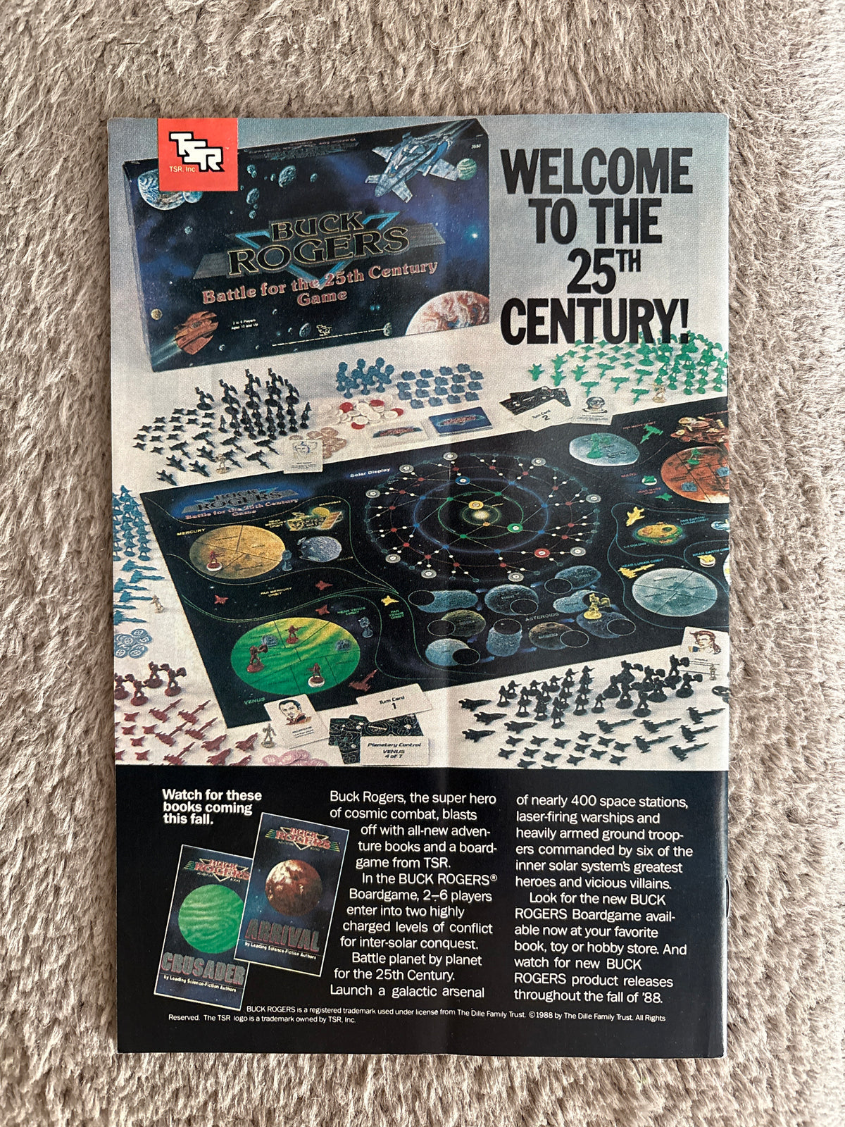 Back cover of X-Factor issue 34 with Buck Rogers board game advertisement