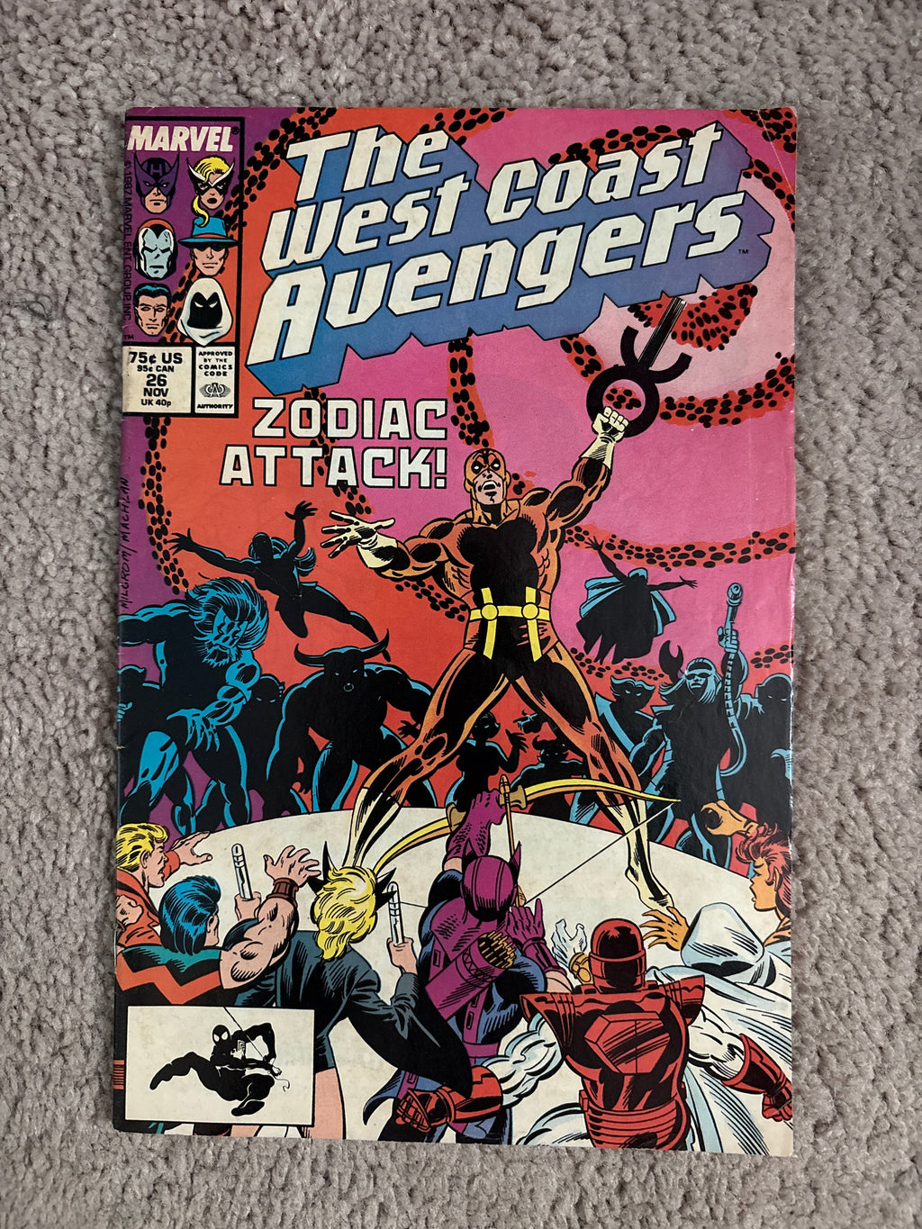 West Coast Avengers #26 (1987 Marvel Comics) Vs. Zodiac, FN