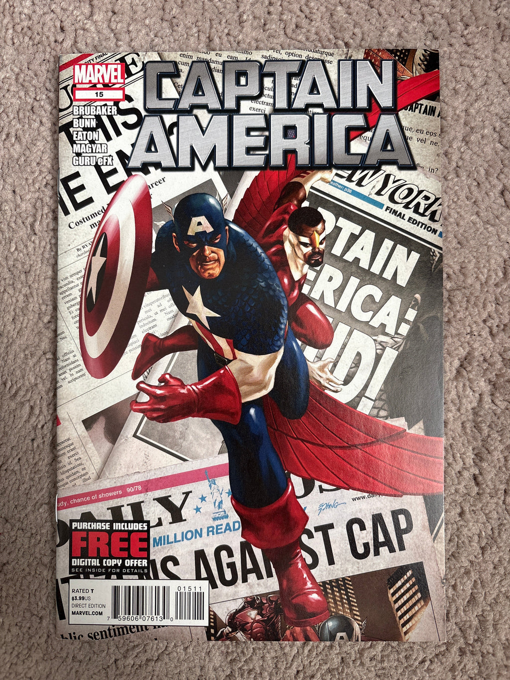 Captain America #15 (2012 Marvel Comics) New World Orders Part 1, Ed Brubaker, VF+
