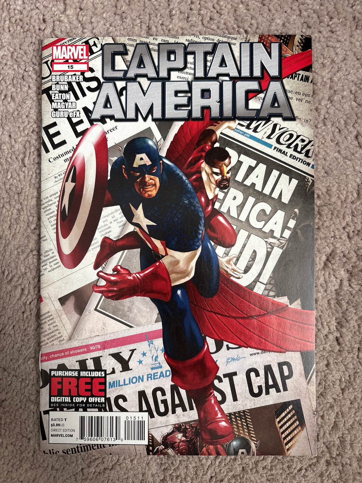 Captain America #15 (2012 Marvel Comics) New World Orders Part 1, Ed Brubaker, VF+
