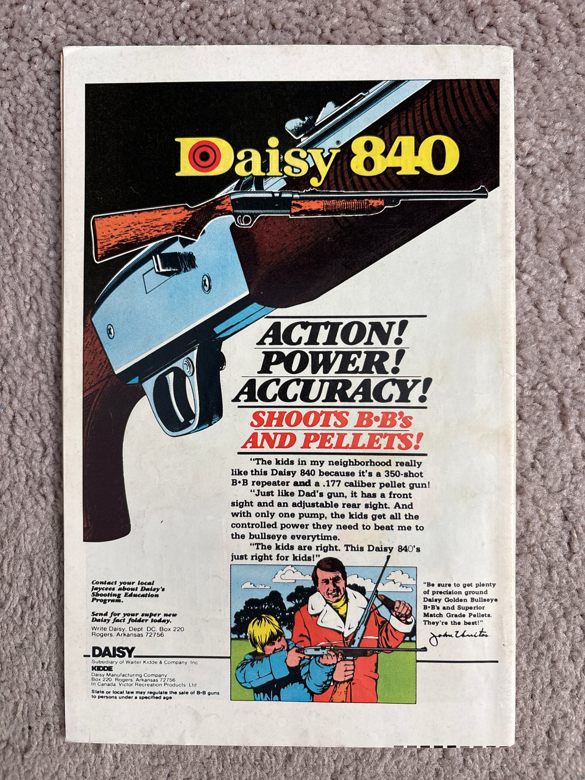 Back cover of Superman #341 featuring a Daisy 840 advertisement