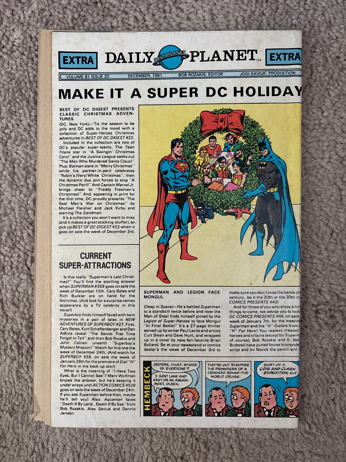 Superman Family #216 (1982 DC Comics) Supergirl, Lois Lane, Jimmy Olsen, Newsstand, VG