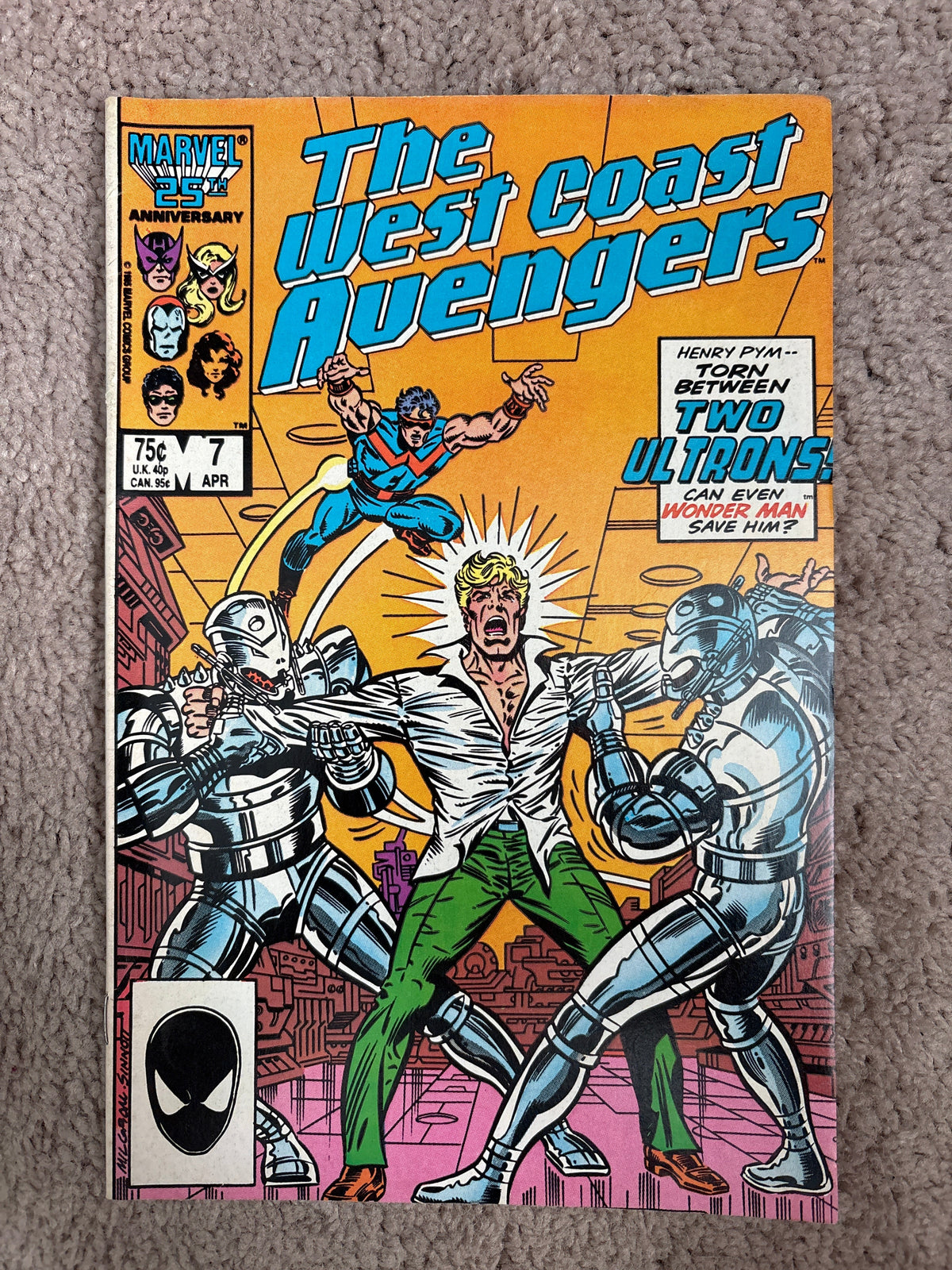 West Coast Avengers #7 (1986 Marvel Comics) Ultron, Wonder Man, FN+