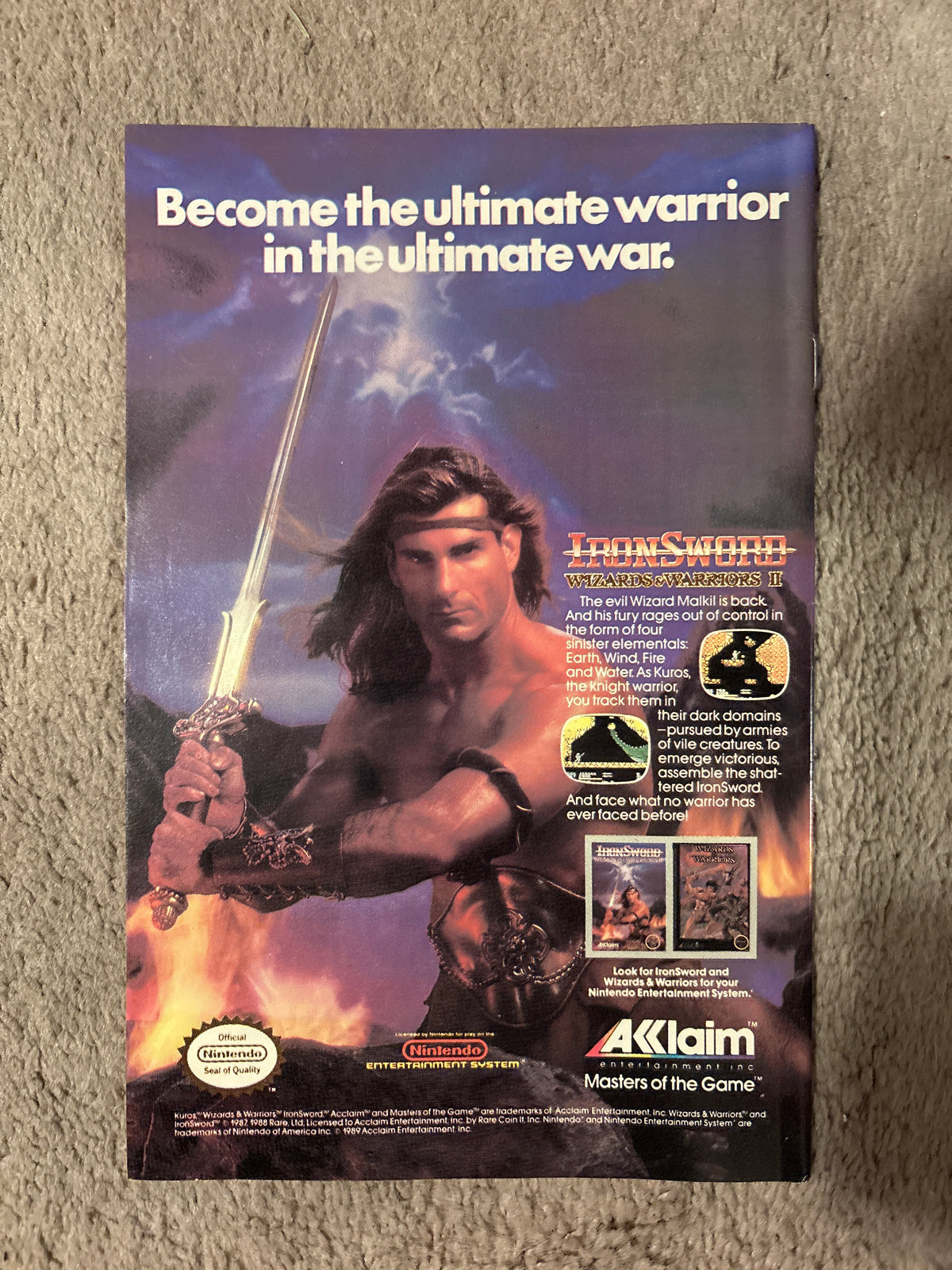 Back cover of Batman #446 comic book with IronSword II advertisement