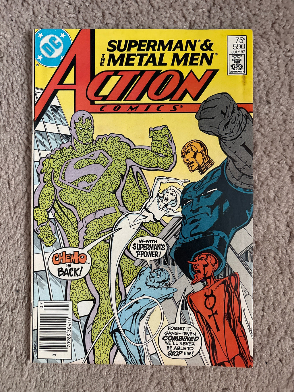 Action Comics #590 (1987 DC) Superman & The Metal Men, John Byrne, Newsstand, FN+
