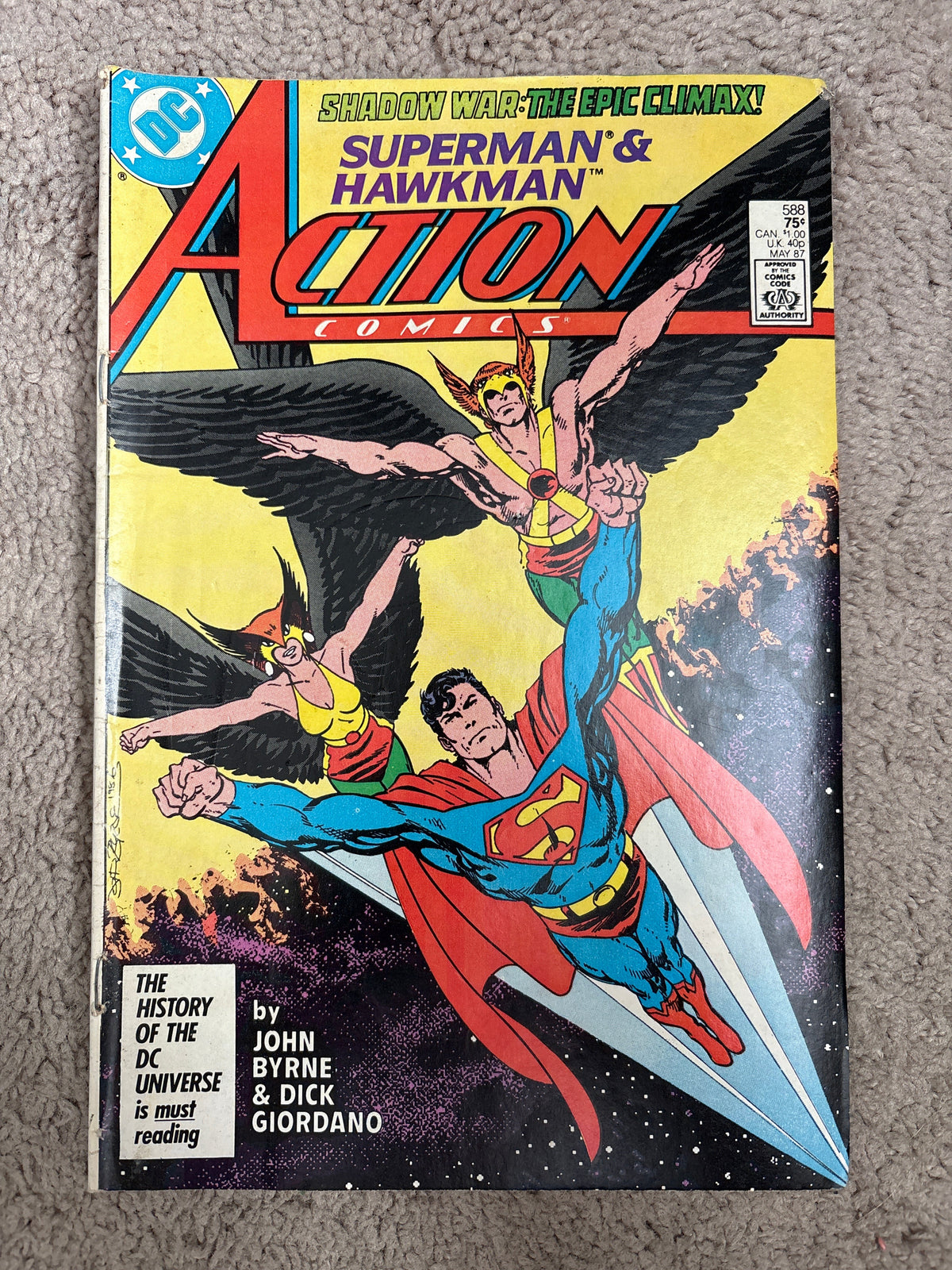 Action Comics #588 (1987 DC) Superman & Hawkman, John Byrne, VG/FN