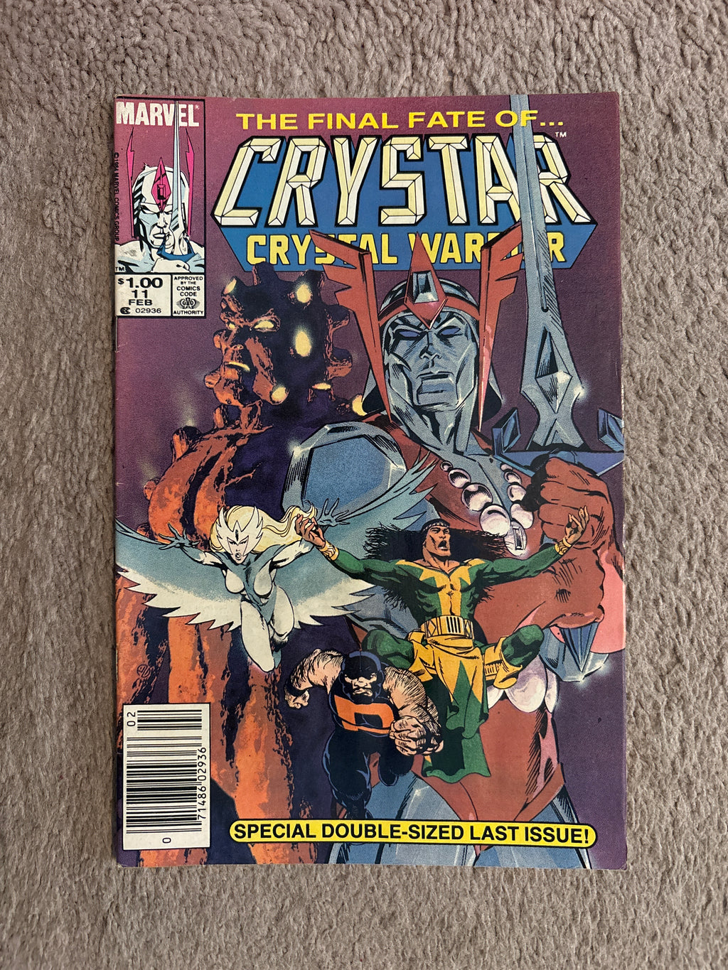 Saga of Crystar, Crystal Warrior #11 (1985 Marvel Comics) Last Issue, Alpha Flight, Newsstand, VG/FN
