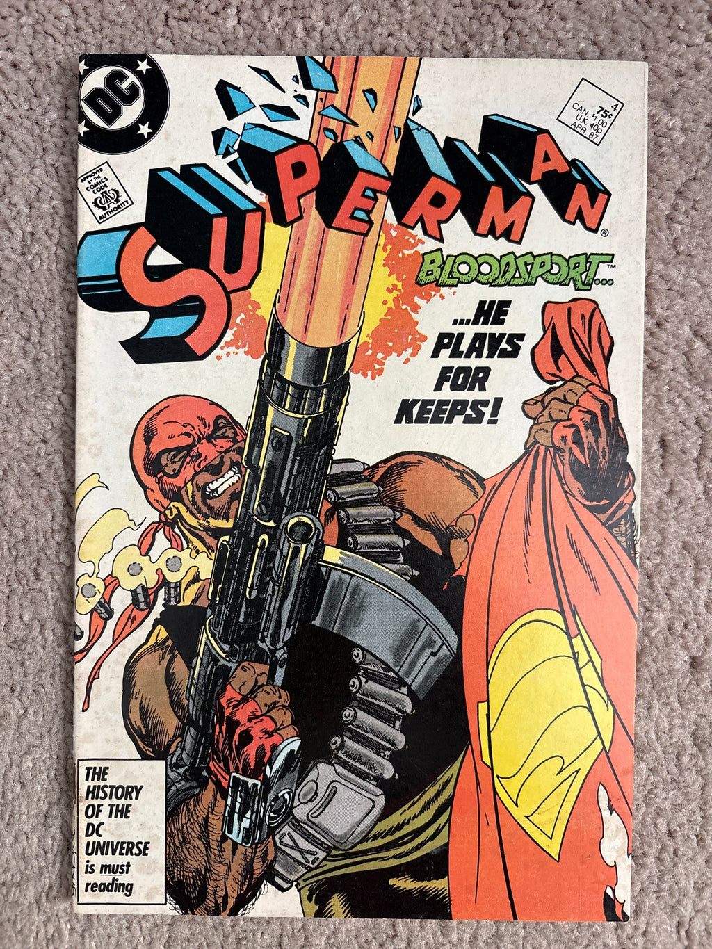 Superman #4 (1987 DC Comics) John Byrne, 1st Appearance Bloodsport, Maggie Sawyer, VG/FN