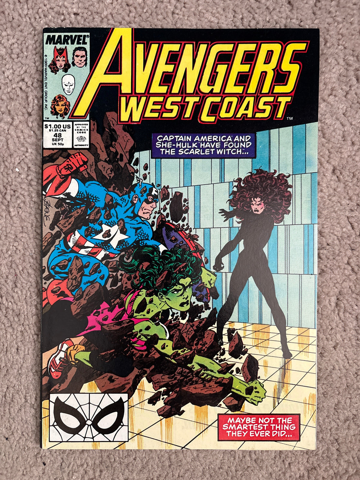 Avengers West Coast #48 (1989 Marvel Comics) Scarlet Witch, John Byrne, VF+