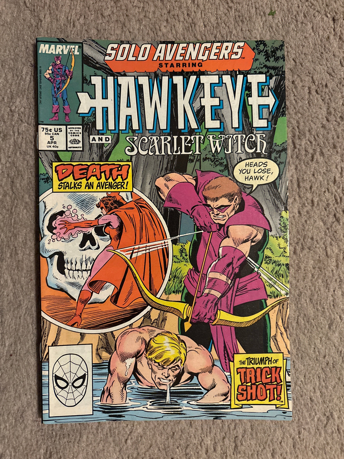 Solo Avengers #5 (1988 Marvel Comics) Starring Hawkeye and Scarlet Witch, VF+