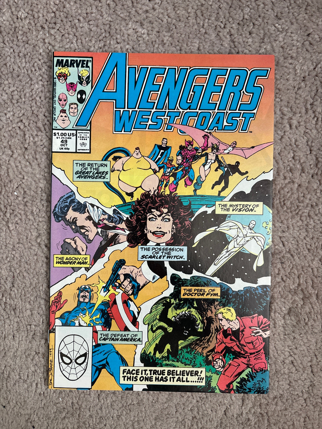 Avengers West Coast #49 (1989 Marvel Comics) Great Lakes Avengers, John Byrne, NM