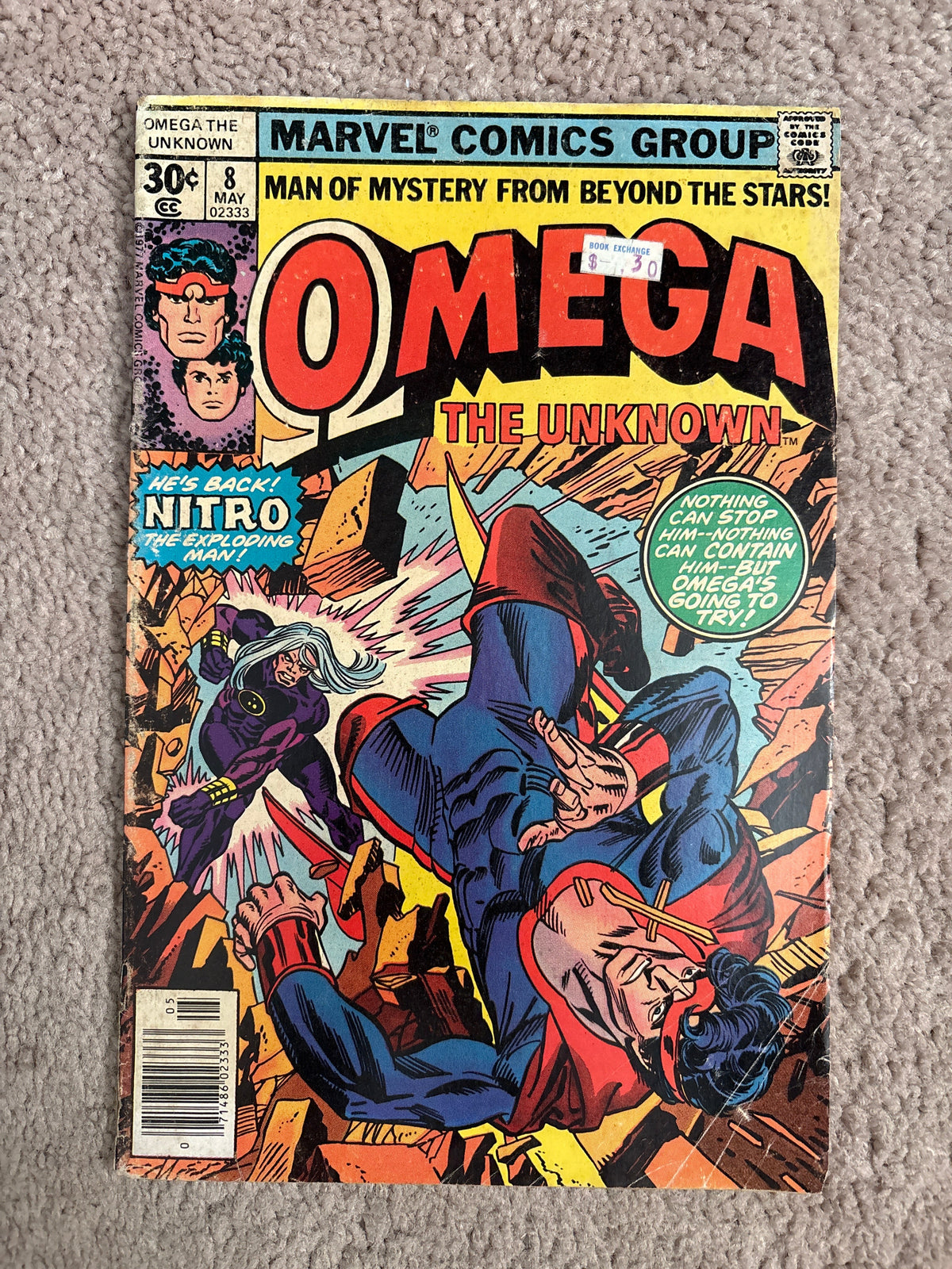 Omega the Unknown #8 (1977 Marvel Comics) 1st App. Foolkiller II, 2nd App. Nitro, GD+