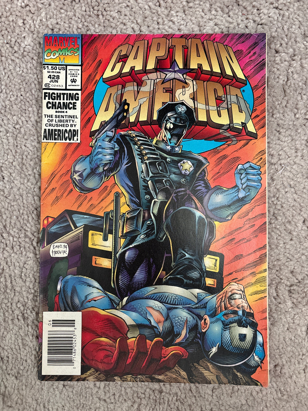 Captain America #428 (1994 Marvel Comics) Fighting Chance Book 4, 1st App. Americop, Newsstand, VG+