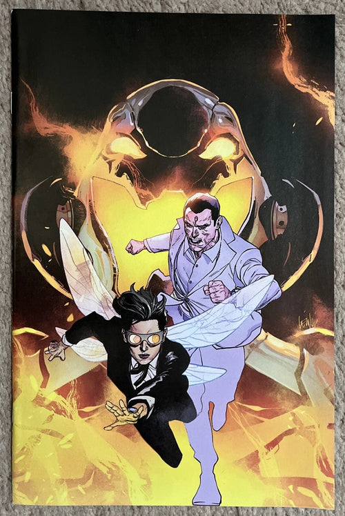 Avengers Inc. #1 virgin art variant cover – Wasp and Wonder Man vs Sentinel, Marvel Comics