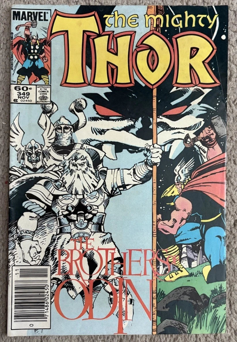 The Mighty Thor #349 front cover — Marvel Comics November 1984 Brothers of Odin