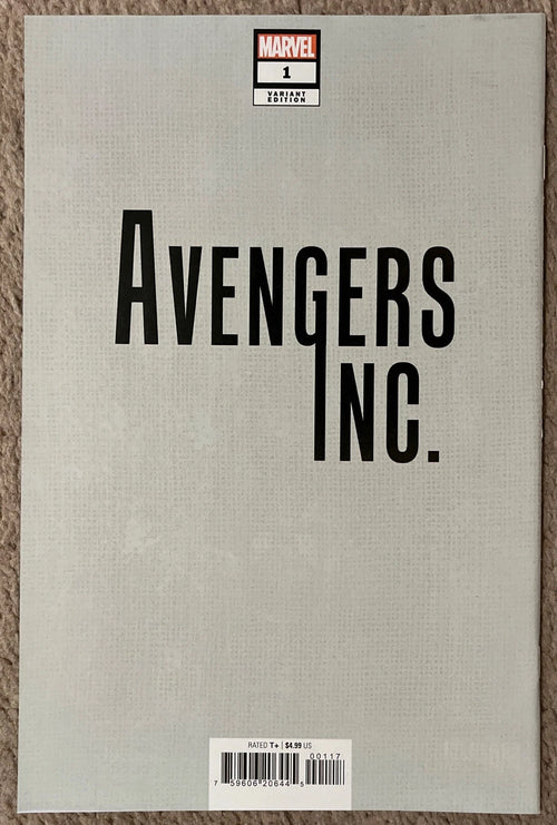 Avengers Inc. #1 minimalist design variant cover – linen texture, Marvel Comics