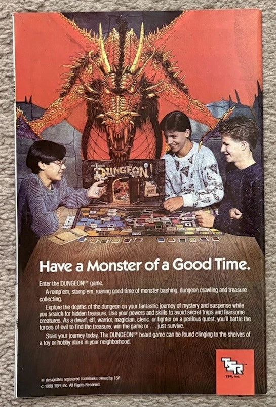 Avengers #327 back cover – TSR Dungeon board game advertisement