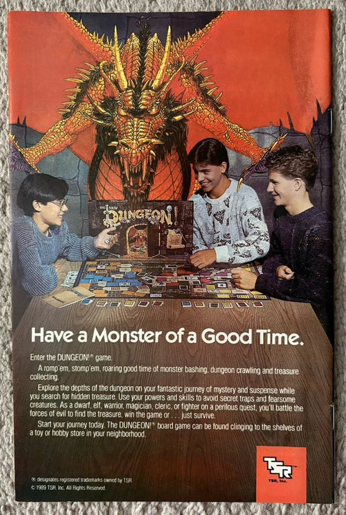 Avengers #312 back cover — Marvel Comics 1989 TSR Dungeon board game ad