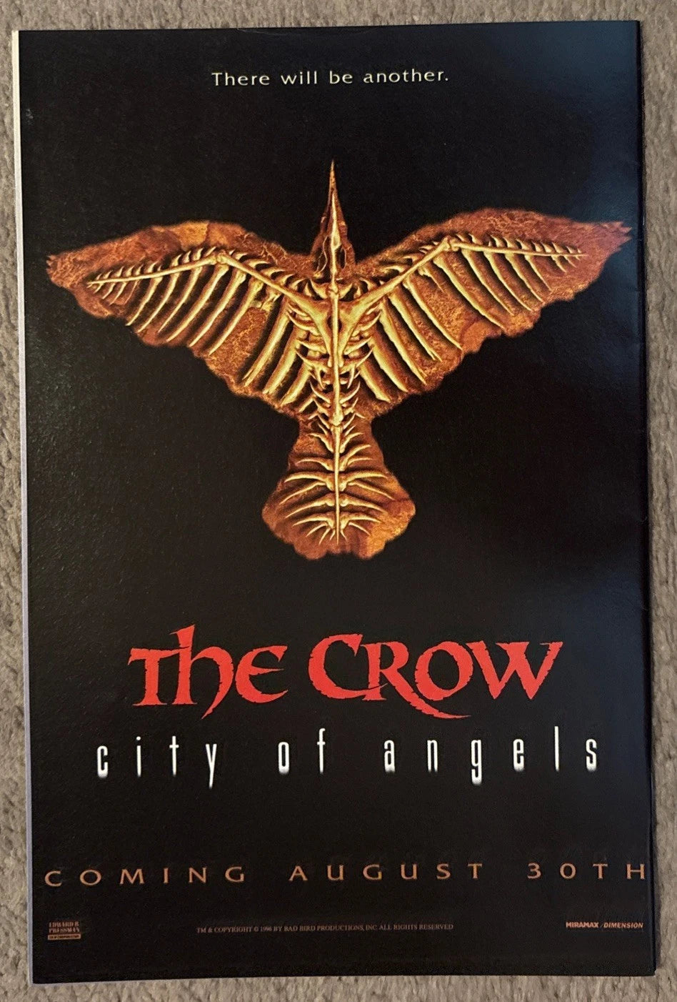 Generation X #19 back cover – The Crow City of Angels movie advertisement