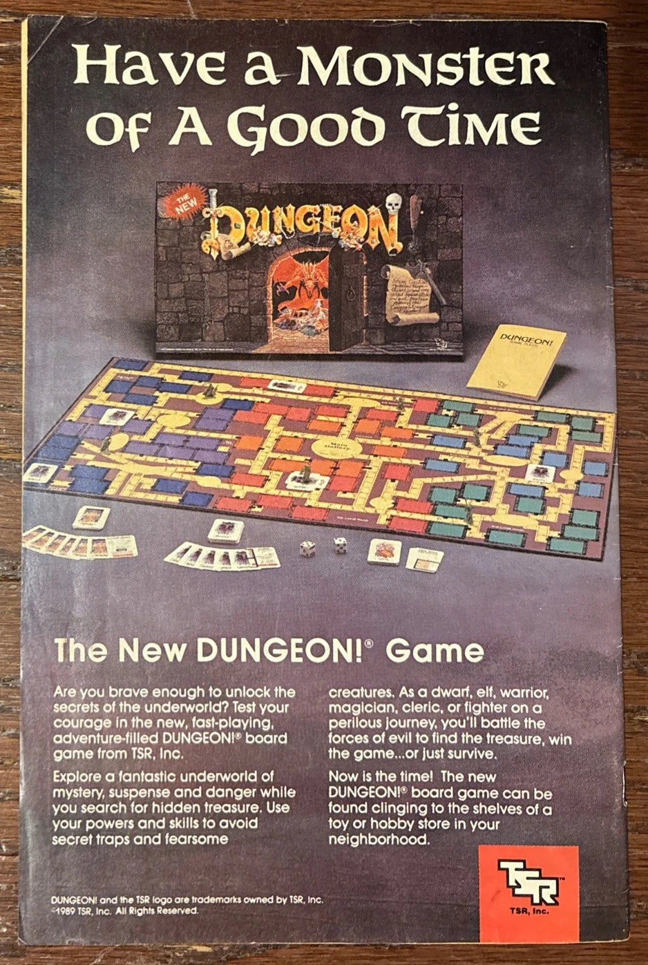 Silver Surfer #30 back cover - TSR New Dungeon! Game advertisement