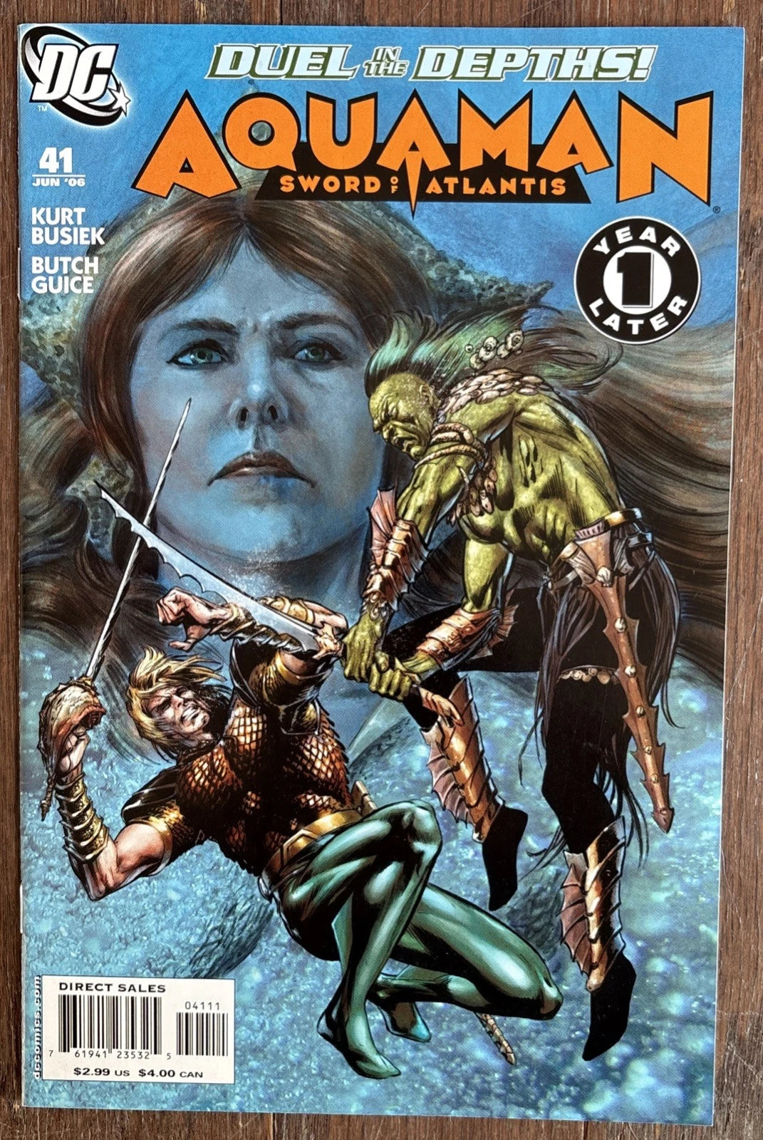 Aquaman: Sword of Atlantis #41 front cover – Duel in the Depths! DC Comics June 2006