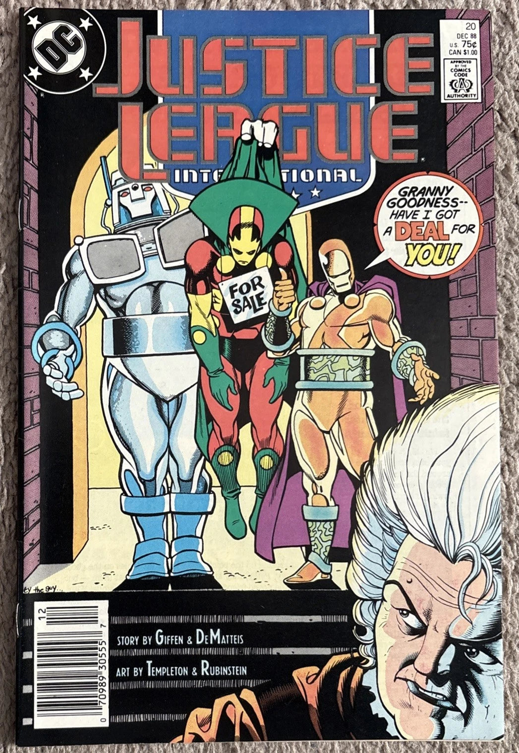 Justice League International #20 front cover — DC Comics December 1988 Granny Goodness
