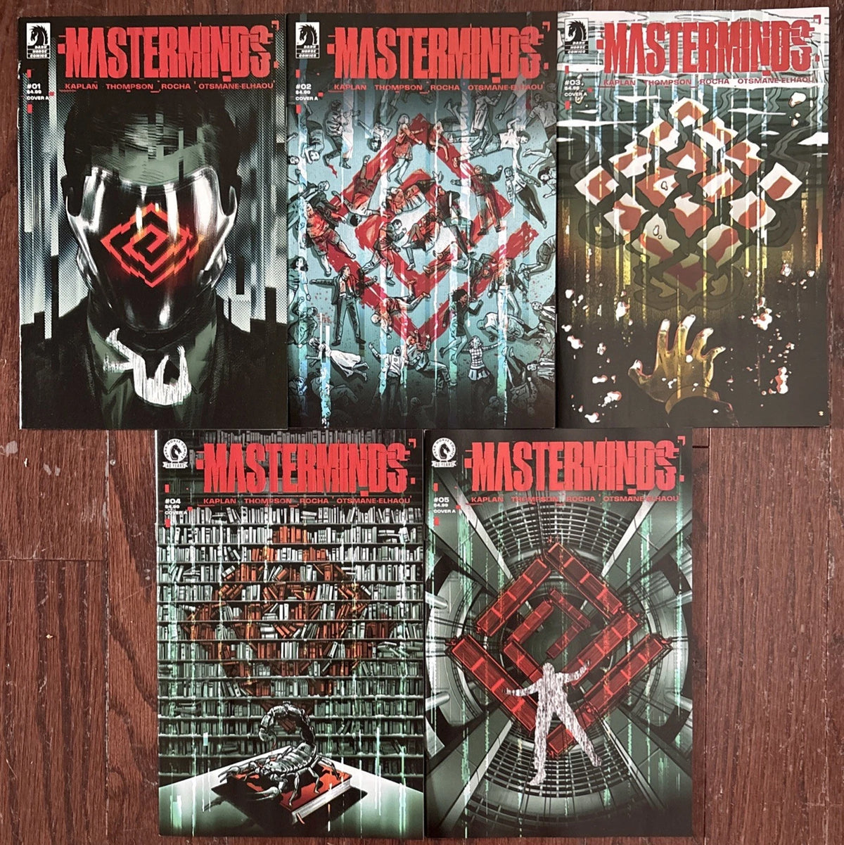 Masterminds #1-5 front covers — Dark Horse Comics Cover A complete set
