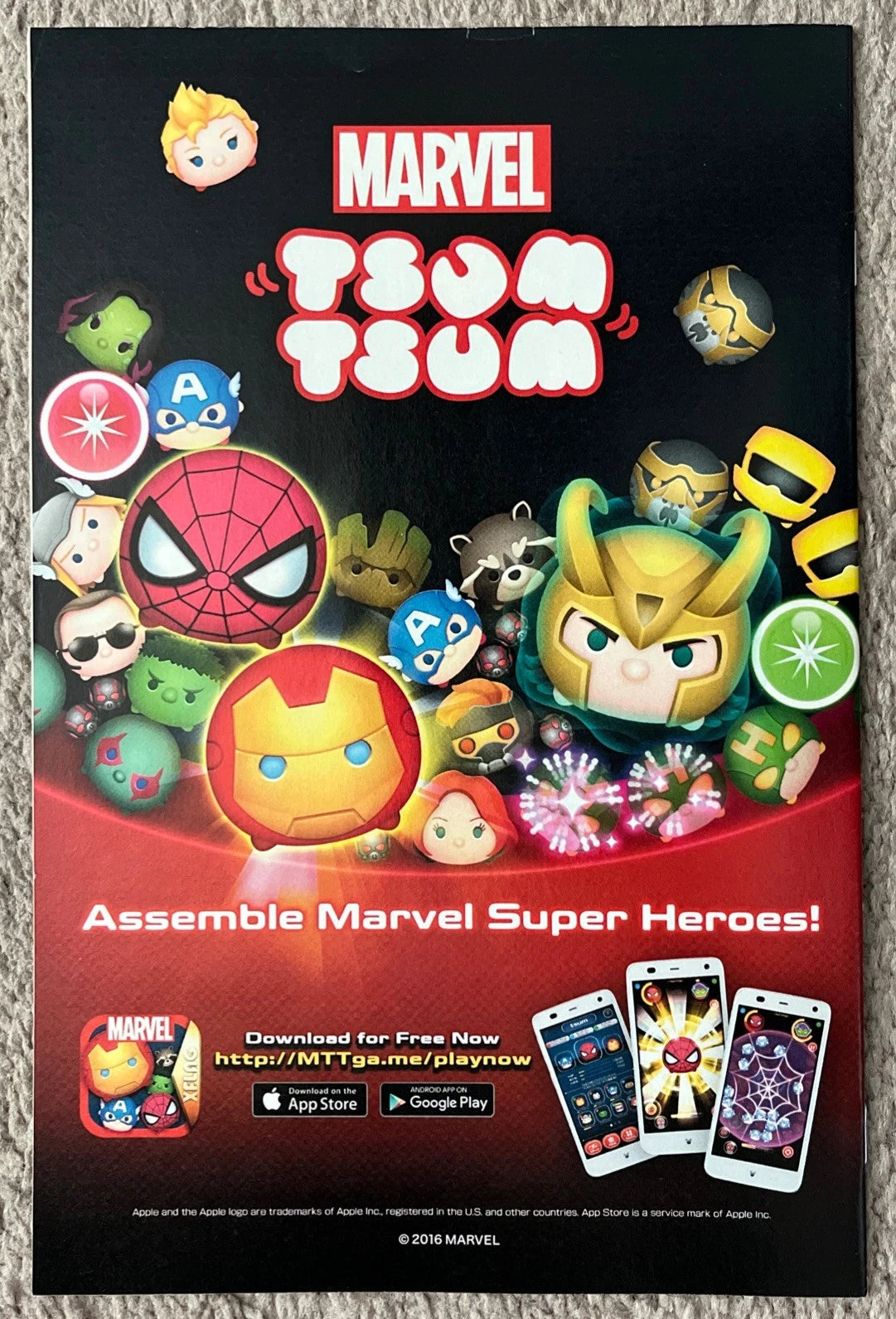 Occupy Avengers #1 interior ad page — Marvel Tsum Tsum 2016