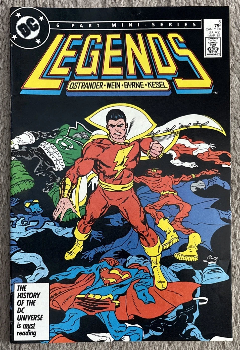 Legends #5 front cover — DC Comics March 1987 Captain Marvel over Superman by John Byrne