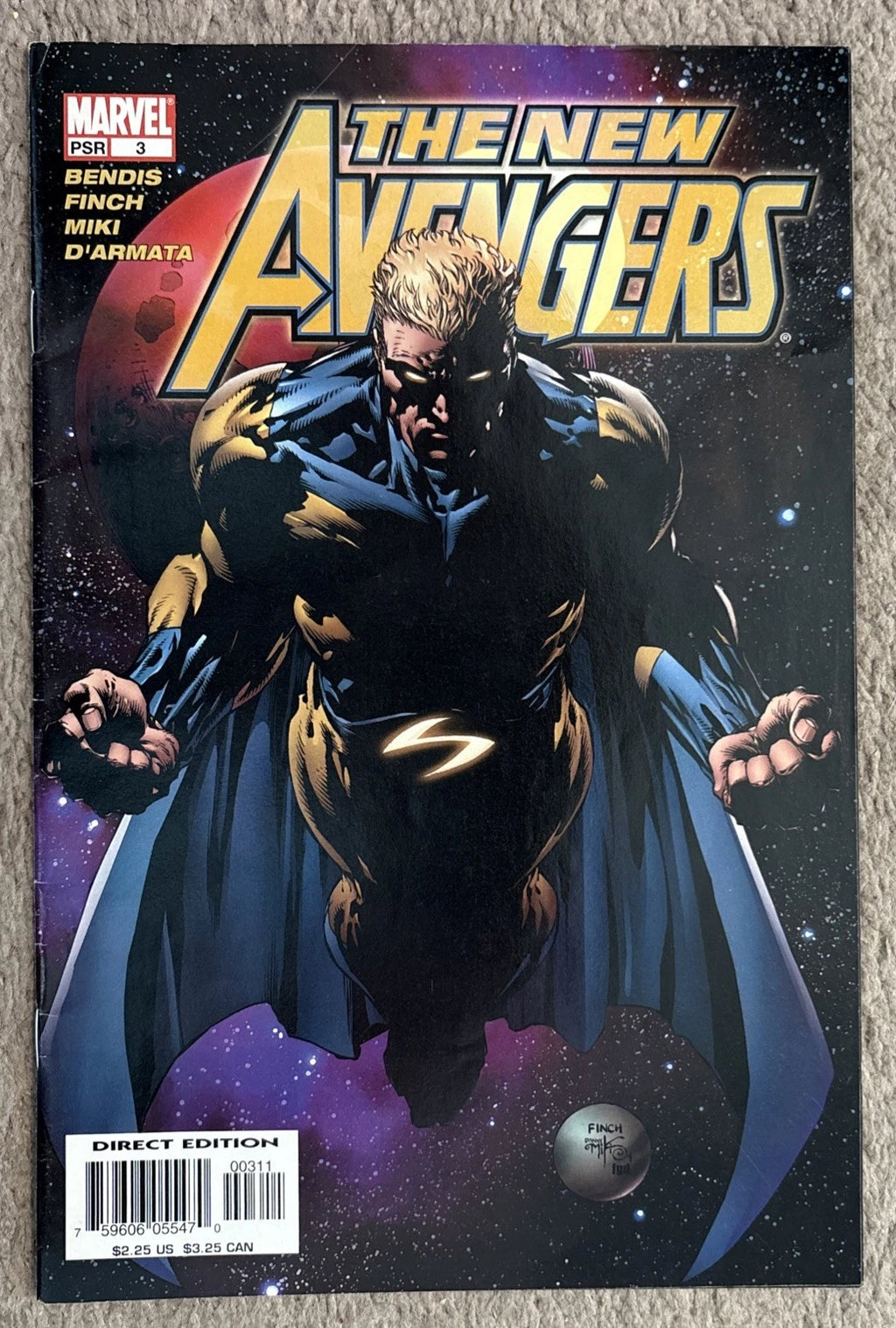 New Avengers #3 cover — David Finch art featuring Sentry, Direct Edition