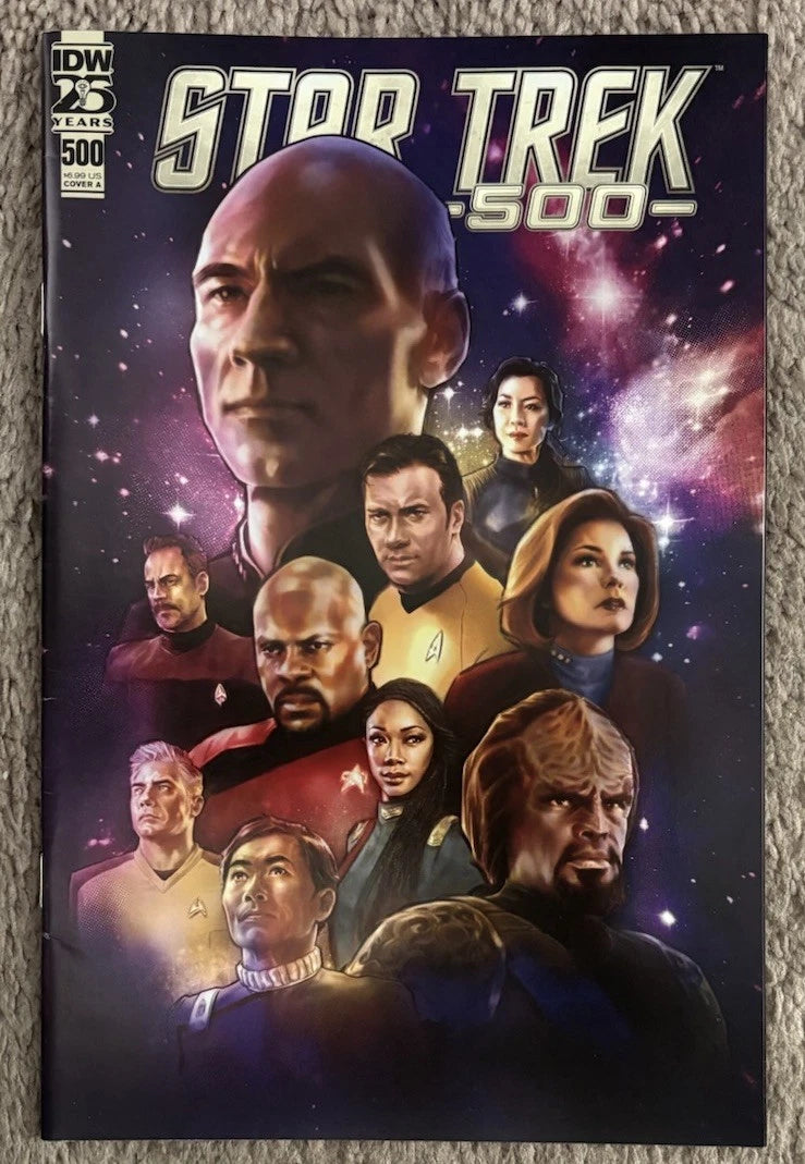 Star Trek #500 front cover A — IDW Publishing 2024 Picard Kirk Sisko Janeway ensemble