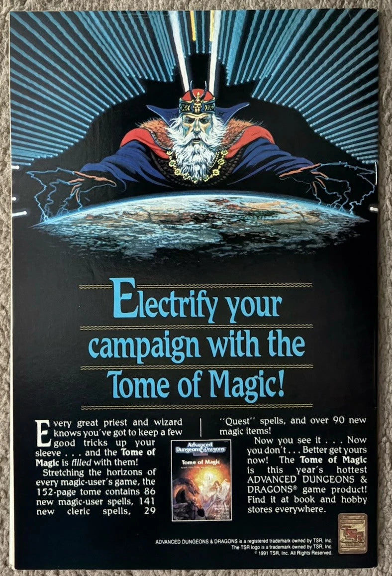 Darkhawk #6 back cover — Marvel Comics 1991 TSR Advanced Dungeons & Dragons Tome of Magic ad