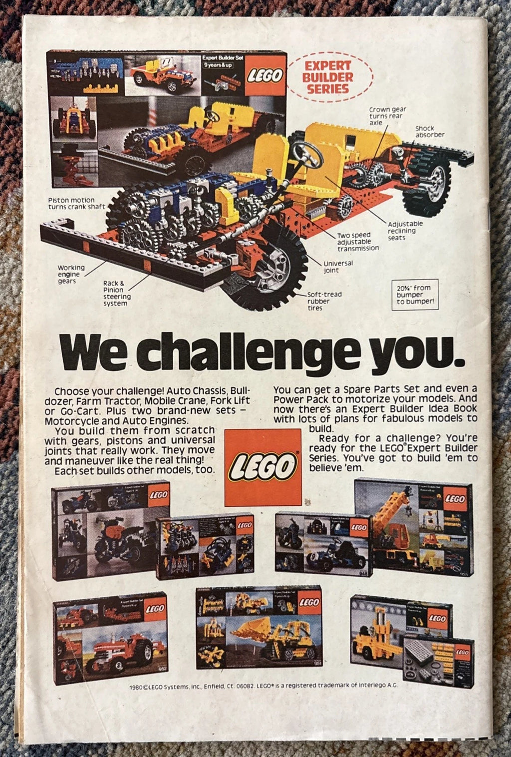 Justice League of America #186 back cover — DC Comics 1981 LEGO Expert Builder Series ad