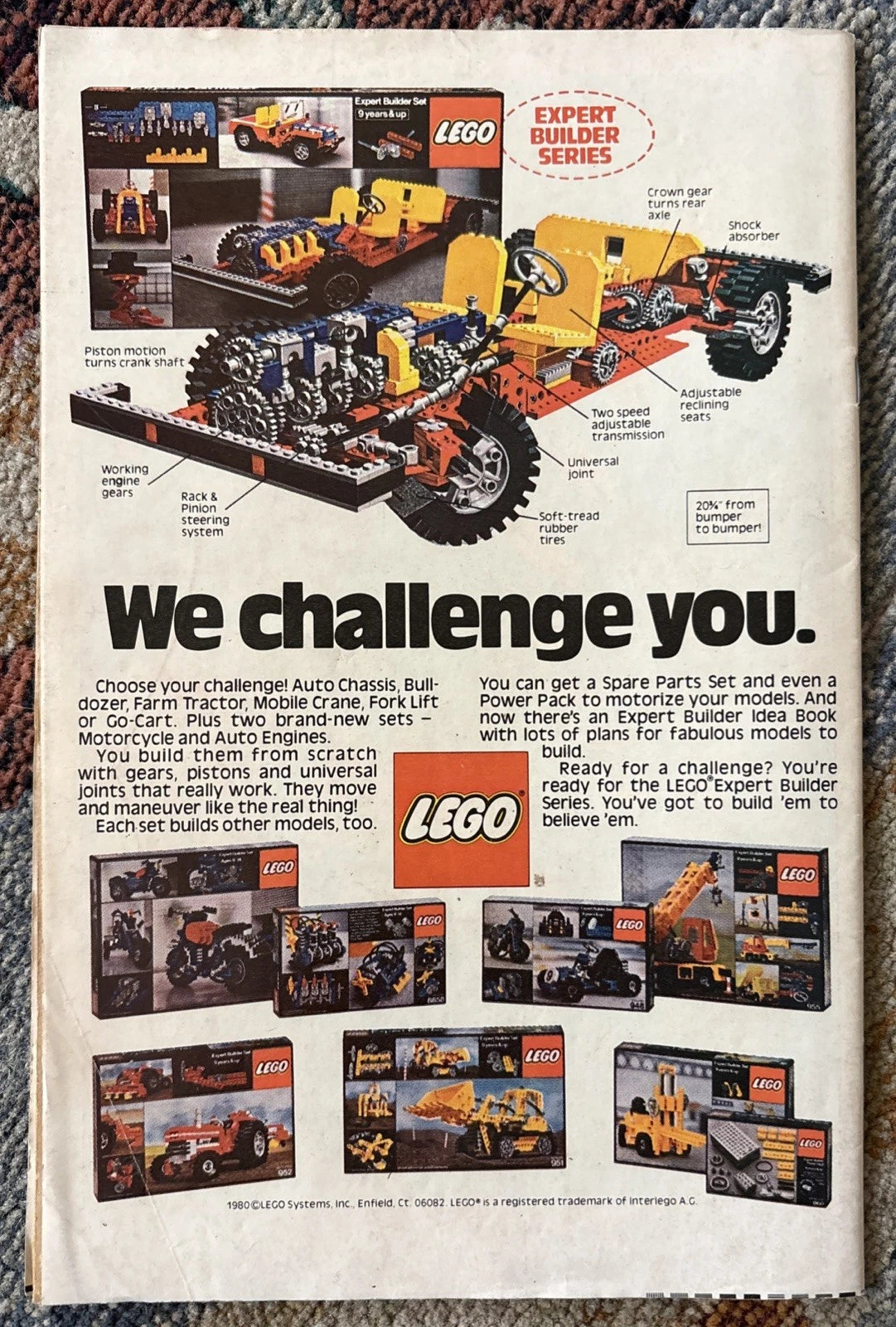 Justice League of America #186 back cover — DC Comics 1981 LEGO Expert Builder Series ad