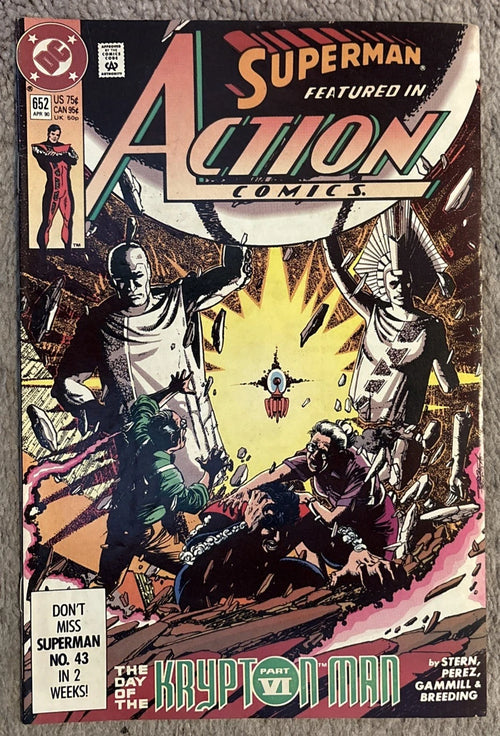 Action Comics #652 front cover — DC Comics April 1990 The Day of the Krypton Man Part VI by Perez