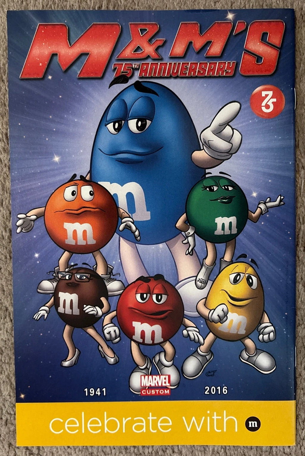 Invincible Iron Man #12 back cover - M&Ms 75th Anniversary Marvel Custom