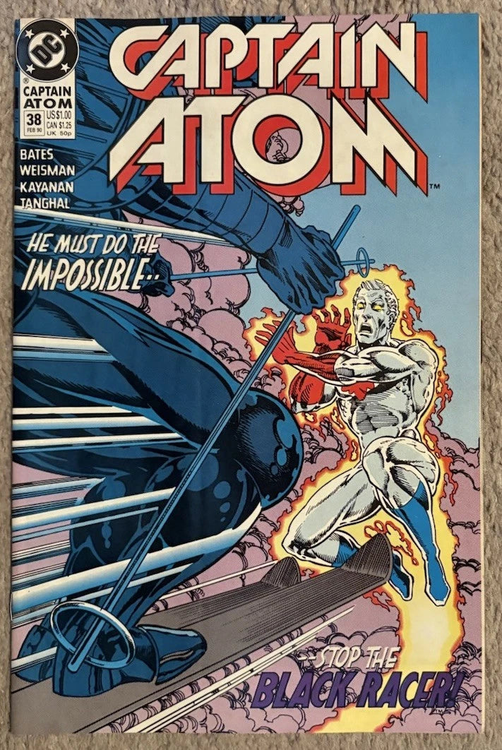 Captain Atom #38 front cover – Stop the Black Racer, DC Comics February 1990