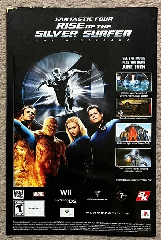 Justice Society of America #7 back cover – Fantastic Four Rise of the Silver Surfer video game ad